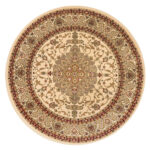 Traditional Cream Bordered Round Rug1