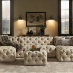 U-Shaped Button Tufted Fabric Sectional Sofa1