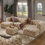 U-Shaped Button Tufted Fabric Sectional Sofa2 (1)