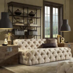 U-Shaped Button Tufted Fabric Sectional Sofa3