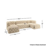 U-Shaped Button Tufted Fabric Sectional Sofa5 (1)
