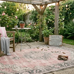 Vintage Pink Grey Outdoor Carpet - Soutil
