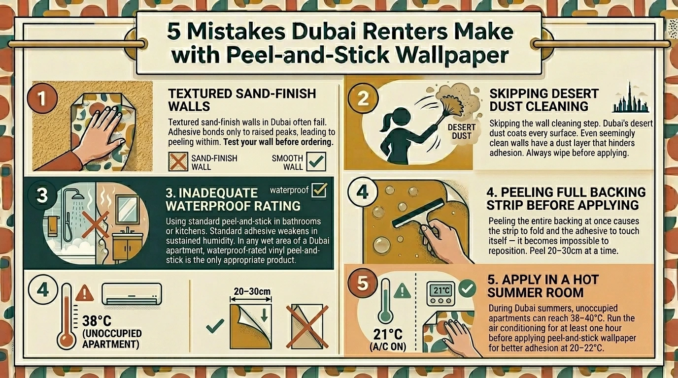 5 Mistakes Dubai Renters Make with Peel-and-Stick Wallpaper Dubai