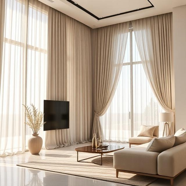 S-Fold Wave Curtains for Modern Villas