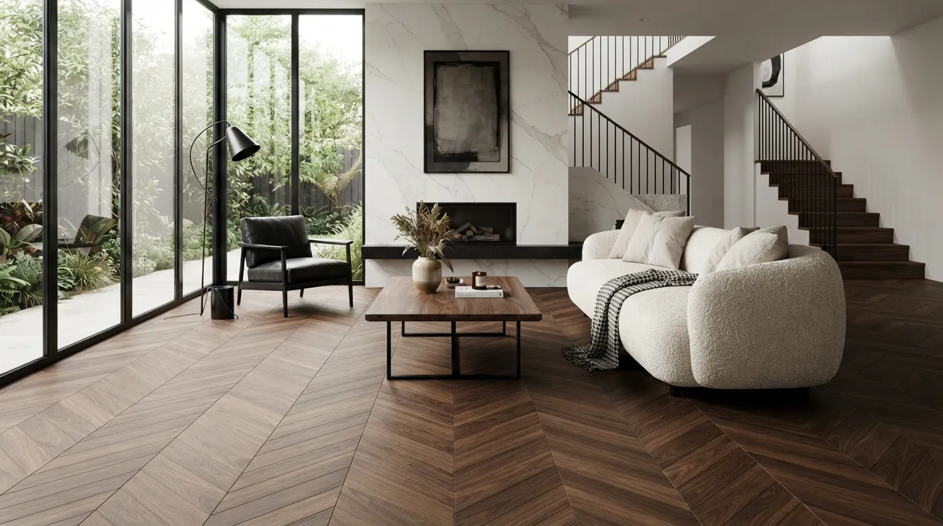 Black Walnut Chevron Flooring Dubai