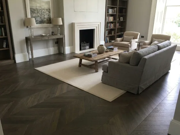 Deep Fumed Dark Chevron Parquet Flooring Dubai