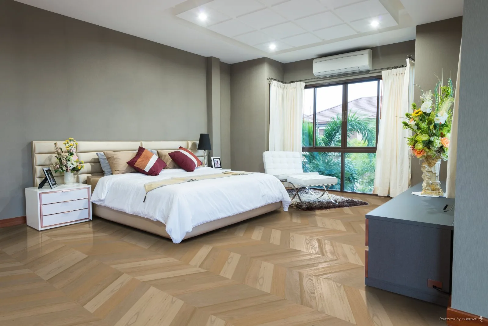 Natural Unfinished Oak Chevron Flooring Dubai