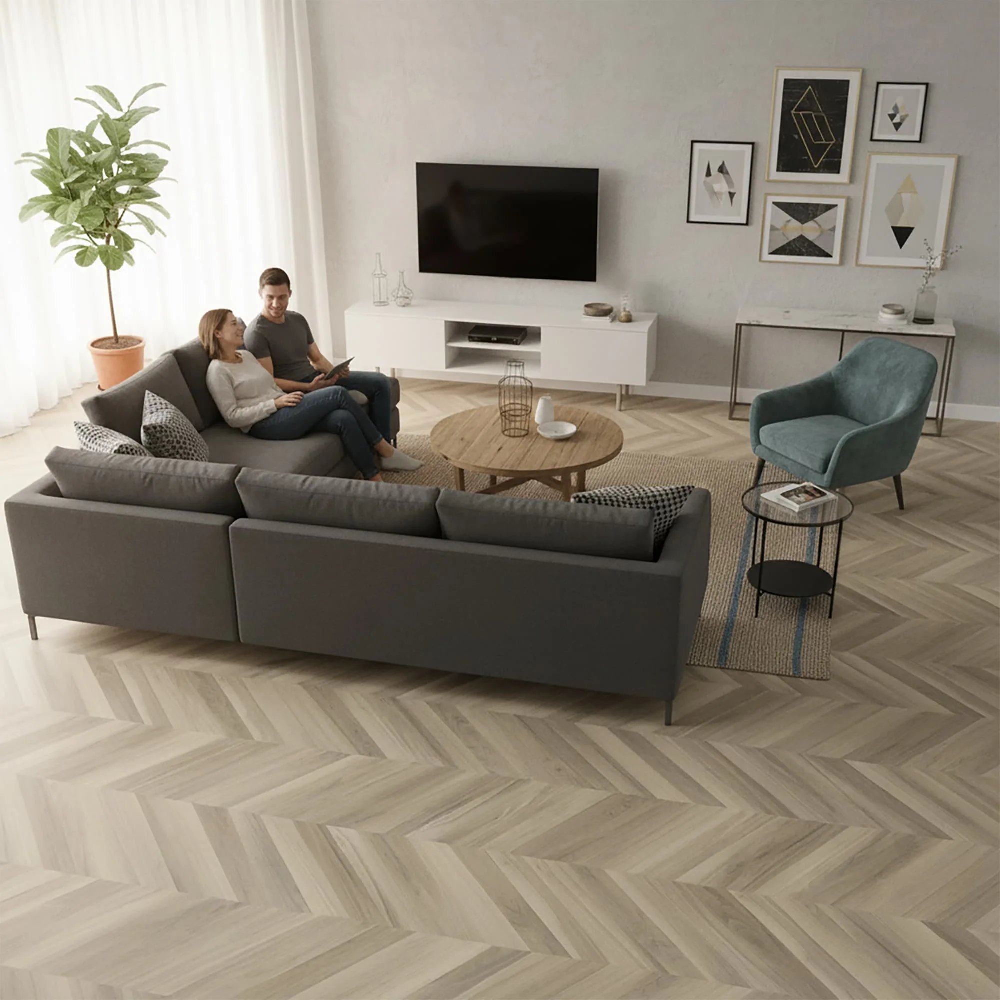 European Oak Chevron Flooring Dubai