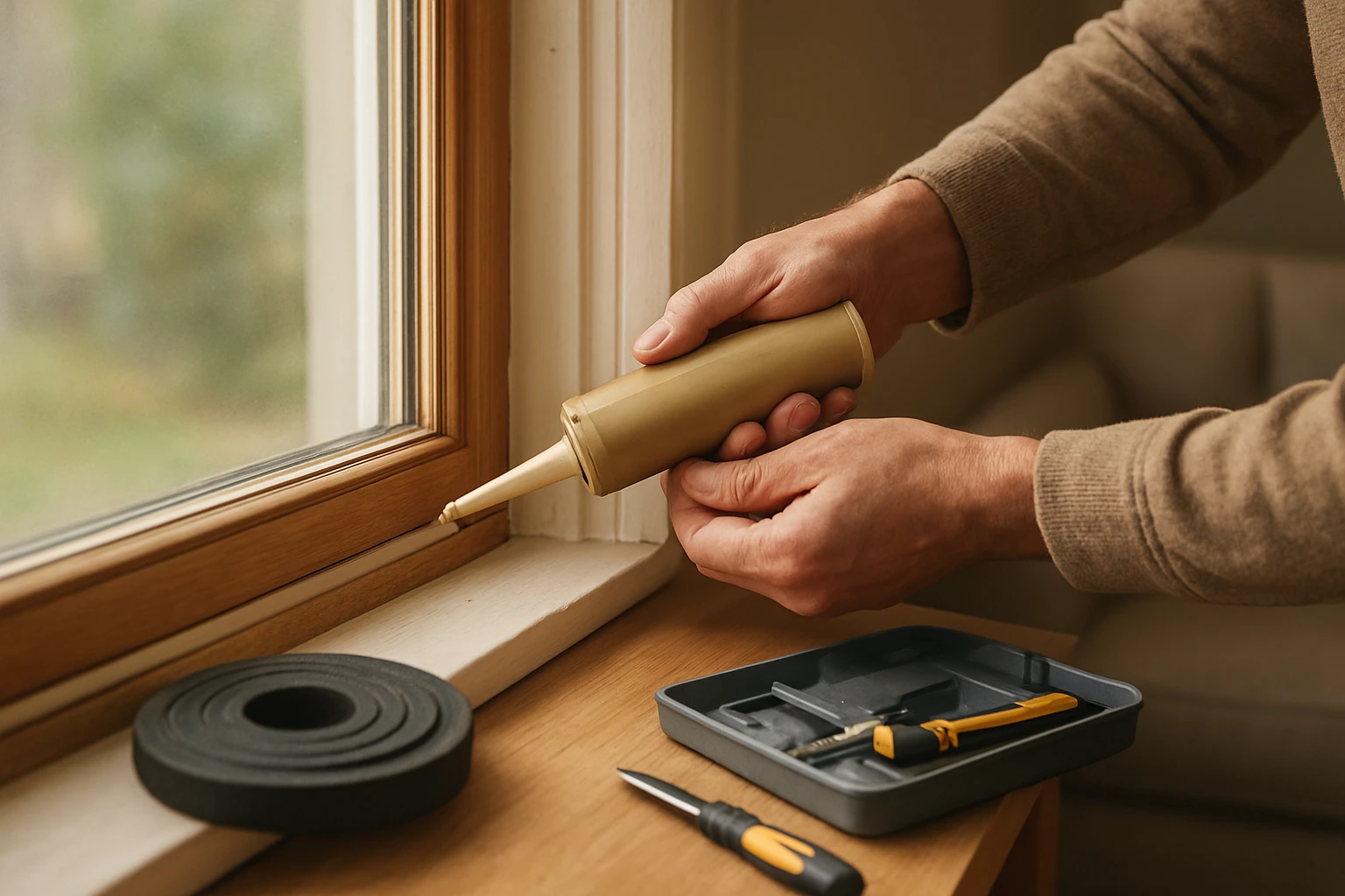 Acoustic sealant on window gap