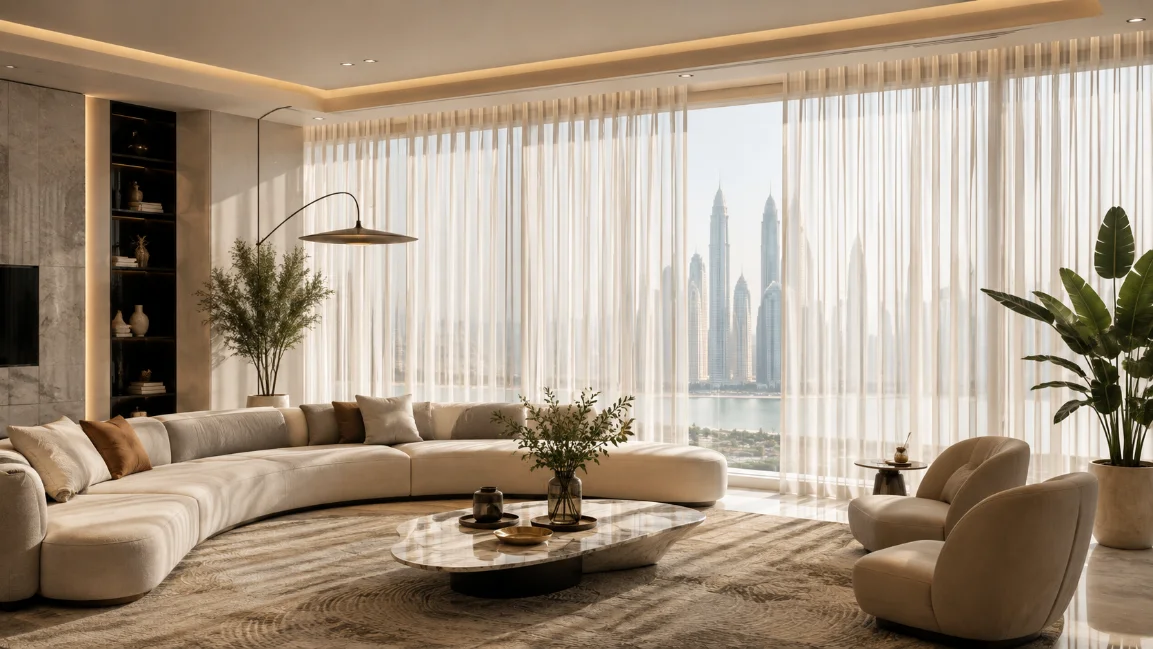 Stylish Sheer Curtains Dubai in Living Room