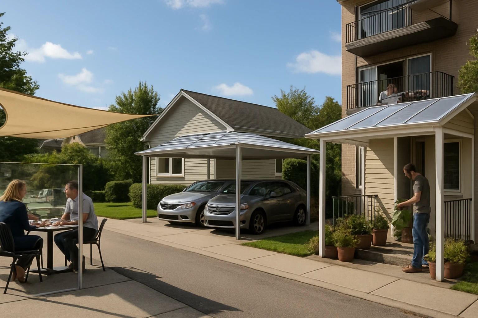 Canopy roofing types in four settings