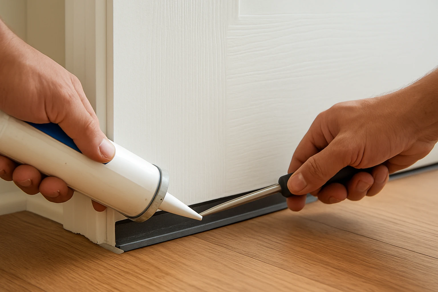 Door sweep and acoustic seal installation