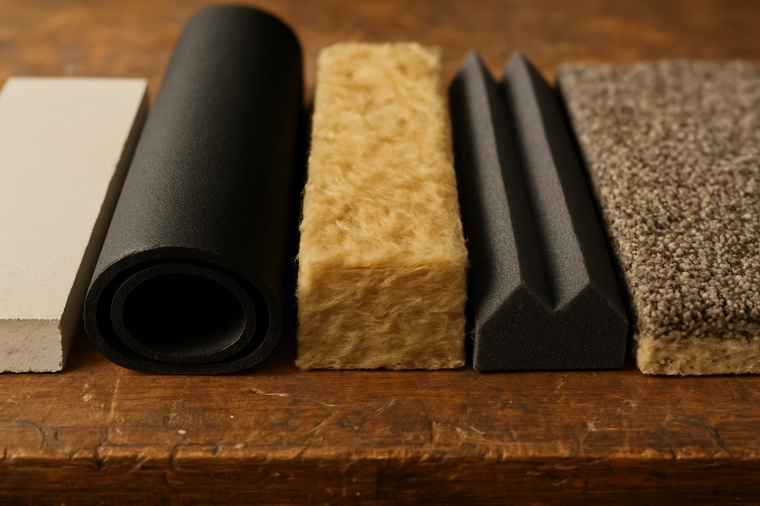Drywall mineral wool mass loaded vinyl samples