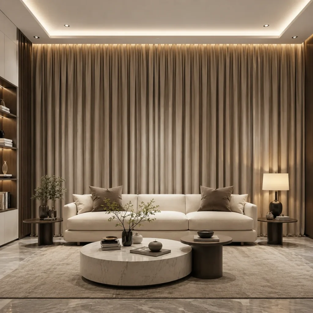 luxury soundproof curtain installed in living room