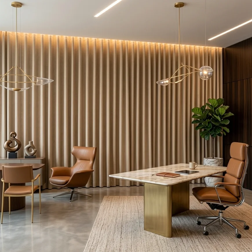 soundproof curtains in modern office dubai