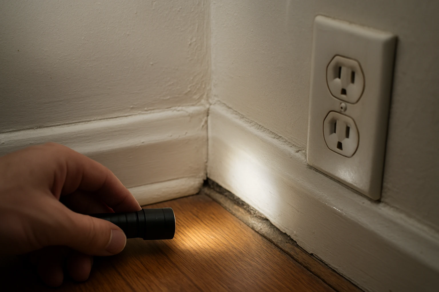 Wall gaps around outlet and baseboard