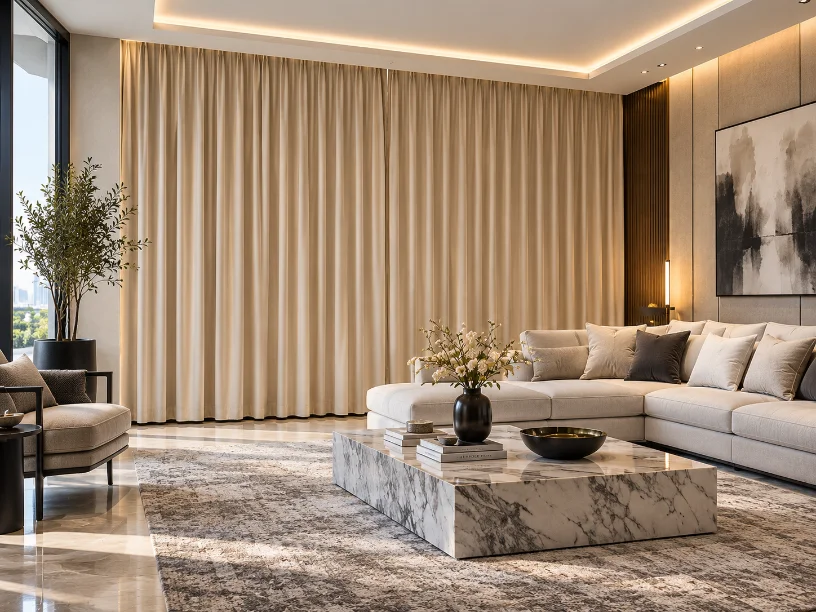 Living Room Curtains installed in Dubai Marina