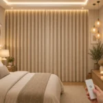 Motorized Taupe Curtain